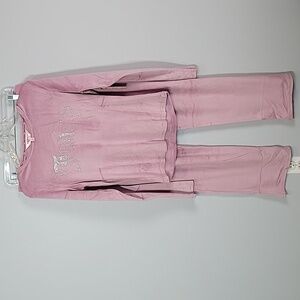 JUICY COUTURE Velour Pink Bling pants & top 2pc set Large